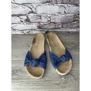 Jack Rogers Blue Denim Slide Knotted Bow Casual Sandals Women’s Sz 8.5M US/39EU